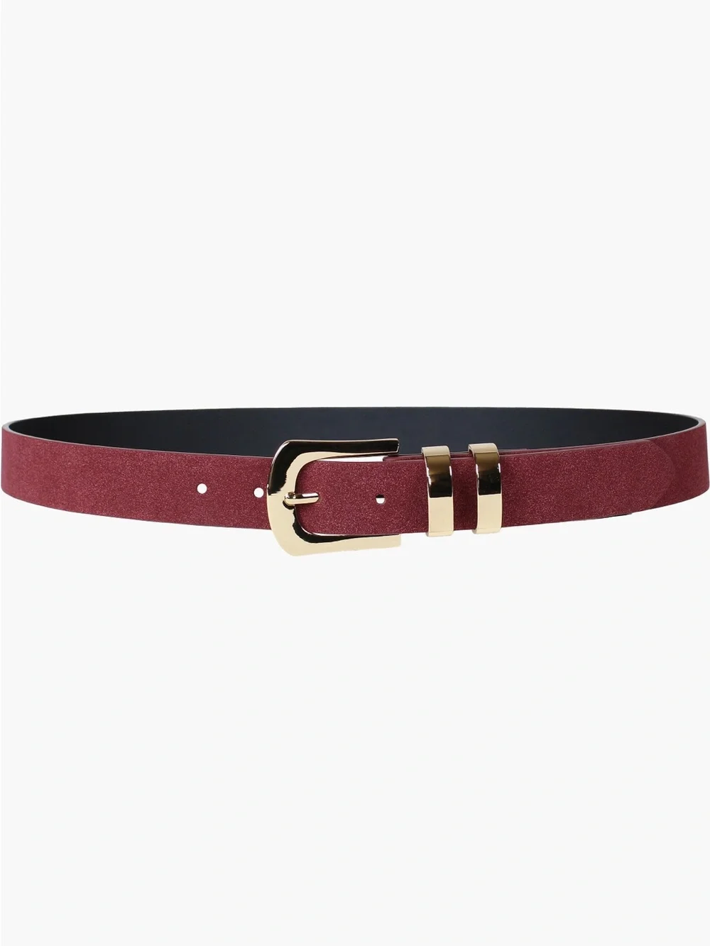 Linea Pelle Burgundy Suede Belt with Gold Buckle